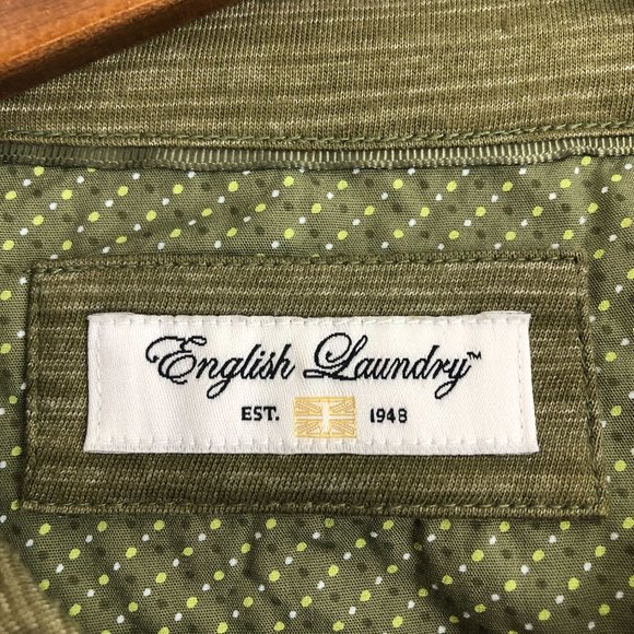English Laundry Men's Size XX-Large Green Striped Short Sleeve Polo Shirt - Picture 7 of 10